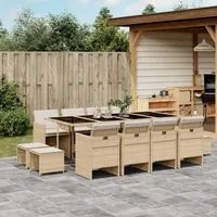 Set da Pranzo da Giardino 13 pz con Cuscini Beige in Polyrattan 3277749