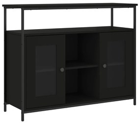 Credenza nera 100x35x80 cm in legno multistrato