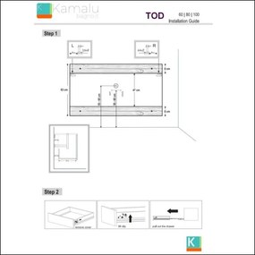 Kamalu - composizione bagno sospesa 80cm: mobile, specchio e colonna tod-80b