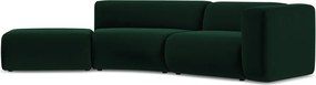 Chaise longue verde scuro (con penisola a sinistra) con rivestimento in velluto Ekahi – Makamii