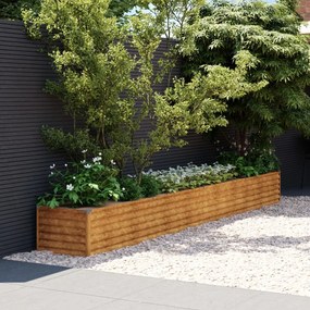 Fioriera Rialzata Da Giardino 386x50x36 Cm İn Acciaio Corten /