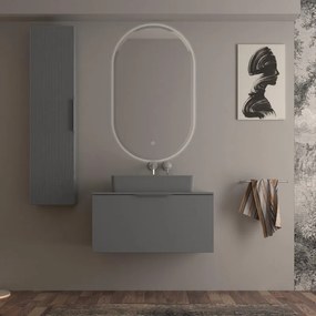 Mobile da bagno sospeso sotto lavabo Modula di BADEN HAUS L 90 x H 43 x P 44 cm grigio nuvola opaco liscio, 2 cassetti