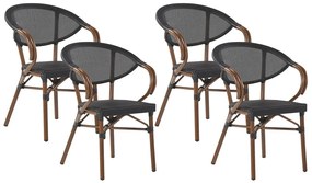 Set di 4 sedie da giardino nero e legno scuro CASPRI Beliani