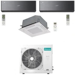 Climatizzatore Condizionatore Hisense Energy Pro X BLACK Wifi + Cassetta R32 Trial Split Inverter 9000 + 9000 + 12000 BTU con U.E. 4AMW81U4RJC Classe