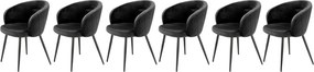 Set di 6 sedie K430 in velluto nero