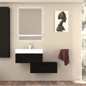 Mobile da bagno sotto lavabo Modula nero opaco laccato opaco L 70 x H 25 x P 44 cm 1 cassetto, lavabo non incluso