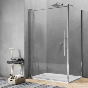 Box doccia con ingresso frontale battente Sword L 80 x H 200 cm, vetro 8 mm vetro senza finitura / trasparente profilo cromato