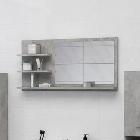 Specchio da Bagno Grigio Cemento 90x10,5x45cm Legno Multistrato