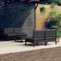 Set Divani da Giardino 5 pz con Cuscini Antracite Legno di Pino 3096008