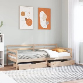 Dormeuse Con Cassetti 90x200 Cm Legno Massello Pino /