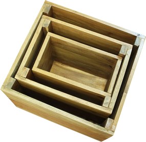 SMITH - set di 3 cassette in legno di mogano