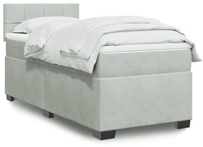 Giroletto A Molle Con Materasso Grigio Chiaro 80x200 Cm Velluto /