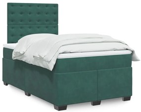 Giroletto A Molle Con Materasso Verde Scuro 120x200 Cm Velluto /