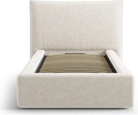 Letto singolo imbottito color crema con contenitore con rete inclusa 90x200 cm Kaelle – Micadoni