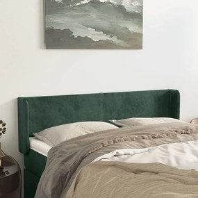 Testiera Ad Orecchio Verde Scuro 147x16x78/88 Cm İn Velluto /