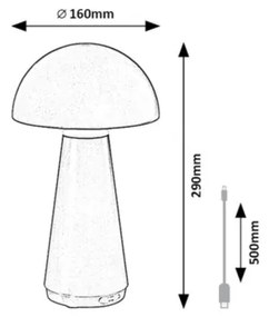 Rabalux 76007 - LED Lampada da tavolo ricaricabile touch dimmerabile ISHTAR 3W/5V 2000mAh IP44