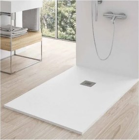 Piatto doccia in mineralmarmo 70x120 cm bianco effetto pietra con griglia e piletta sifonata
