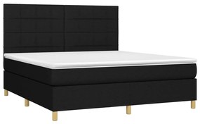 Letto a molle con materasso e led nero 180x200cm in tessuto