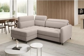 Divano angolare marrone chiaro allungabile/con contenitore (con penisola a sinistra/a L) e rivestimento in velluto Barea – ELTAP