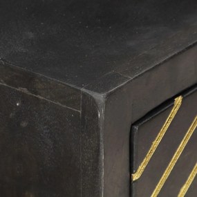 Tavolo consolle nero e oro 90x30x75cm legno massello di mango