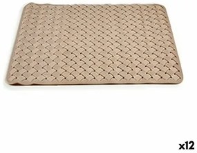 Tappeto da bagno Intrecciato Beige PVC (0,03 x 50 x 50 cm) (12 Unità)