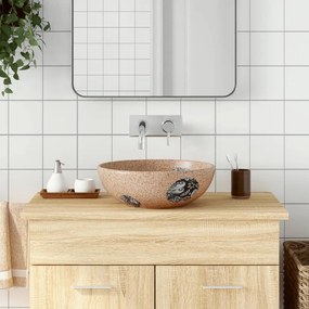 Lavabo Da Appoggio Marrone E Blu Rotondo ?41x14 Cm Ceramica /