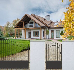 Cancello manuale battente Civetta in ferro, apertura a sinistra, L 104.5, H 150-165 cm, di colore nero