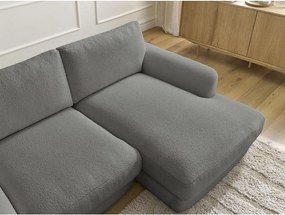 Divano angolare grigio scuro (con penisola a destra/con chaise lounge) con rivestimento in bouclé Leonore – Bobochic Paris