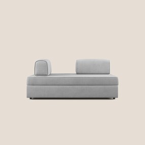 Liberty divano con pouf estraibile e schienali movibili in tessuto morbido impermeabile T02 grigio chiaro