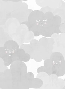 Rebel Walls Tapete Happy Clouds - Graphite