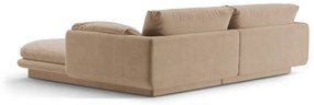 Divano angolare beige (con penisola a sinistra/con chaise lounge) con rivestimento in velluto Torino – Micadoni