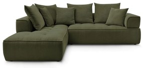 Divano angolare verde (penisola a sinistra/a L) con rivestimento in ciniglia Whesley – Bobochic Paris