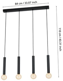 Eglo 98057 - Lampadario a sospensione con filo CORTENOVA 4xE27/60W/230V