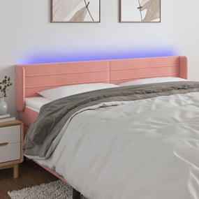 Testiera A Led Rosa 183x16x78/88 Cm İn Velluto /