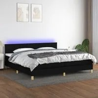 Letto a Molle Materasso e LED Nero 200x200cm in Tessuto cod mxl 62595