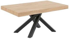 Tavolo da pranzo allungabile da 6 a 10 coperti in MDF e Metallo Naturale e Nero CATONAV