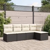 Set Divani da Giardino 5 pz con Cuscini in Polyrattan Nero 3217516