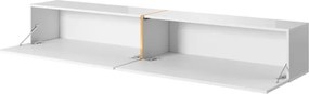 Mobile TV Sospeso 200 Cm 2 Ante Bianco Lucido E Oro Echo