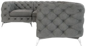 Divano angolare grigio (con penisola a sinistra/a L) con rivestimento in velluto Chelsea – Ropez