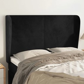 Testiera Ad Orecchio Nera 147 X 23 X 118/128 Cm İn Velluto /