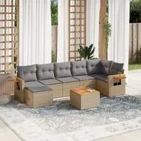 Set Divano da Giardino 8 pz con Cuscini Beige in Polyrattan 3259441