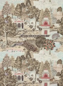 Zoffany Carta da parati Peacock Garden - Linen/ Silver