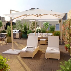 Ombrellone a palo laterale marrone Sonora NATERIAL con telo quadrato bianco L 290 x P 290 x H 258 cm