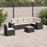 Set Divani da Giardino con Cuscini 7pz Nero Polyrattan 3257799