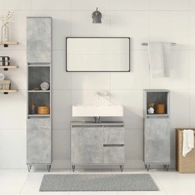 Set mobili da bagno 3 pz grigio cemento in legno multistrato