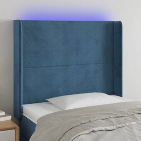 Testiera A Led Blu Scuro 93x16x118/128 Cm İn Velluto /