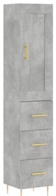 Credenza grigio cemento 34,5x34x180 cm in legno multistrato