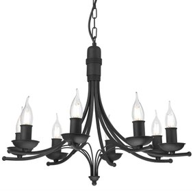 Lampadario a sospensione con catena LUCY 8xE14/60W/230V nero