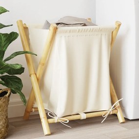 Cesto Per Biancheria Bianco Crema 45x55x63,5 Cm İn Bambù /