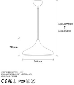 Lampada a sospensione in nero e rame con paralume in metallo ø 34 cm Barek - Opviq lights
